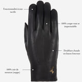 Al Capone - Gants tactiles en cuir de mouton et doublure luxueuse en fausse fourrure