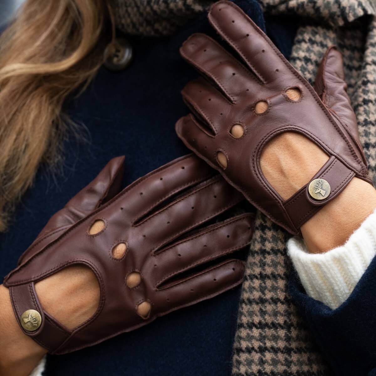 Gants de voiture pour Femmes Marron Alexis - Schwartz & von Halen® - Gants en Cuir Premium - 5