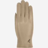 Ivy (beige) - Gants tactiles en cuir de mouton et doublure en laine/cachemire