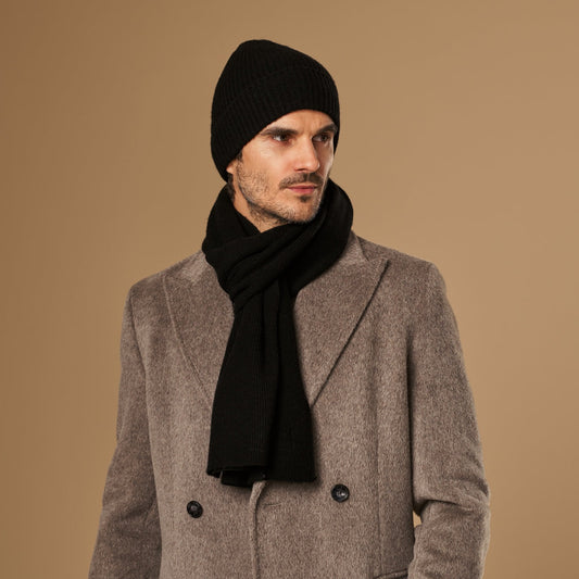 Charlie (black) - premium scarf made of soft Merino wool (unisex) - Schwartz & von Halen - US - 1
