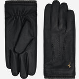 Columbus (noir) - Gants en cuir de cerf (American deerskin) et doublure en laine