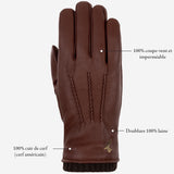 Columbus - Gants en cuir de cerf (American deerskin) et doublure en laine