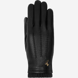 Emily (noir) - Gants en cuir de cerf (American deerskin) et doublure en laine