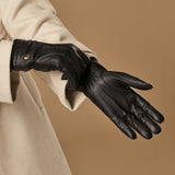 Emily (noir) - Gants en cuir de cerf (American deerskin) et doublure en laine