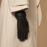 Emily (noir) - Gants en cuir de cerf (American deerskin) et doublure en laine