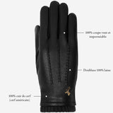 Emily - Gants en cuir de cerf (American deerskin) et doublure en laine