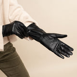 Gants en Peau de Mouton Extra Longs Noir Femmes Emma - Schwartz & von Halen® - Gants en Cuir Premium - 10