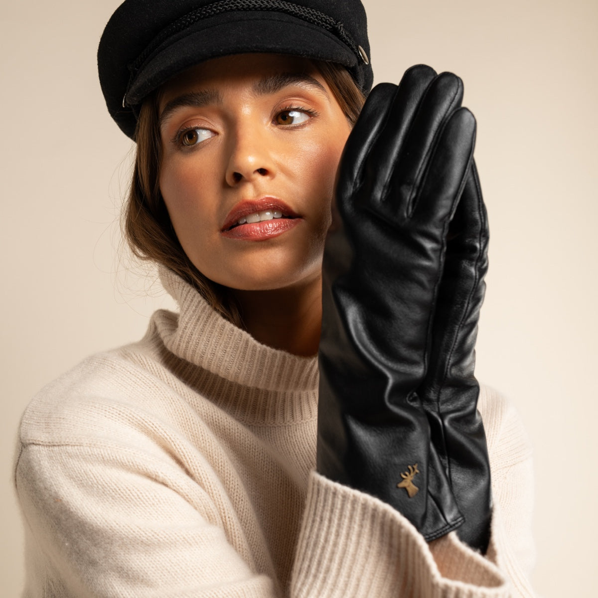 Gants en Peau de Mouton Extra Longs Noir Femmes Emma - Schwartz & von Halen® - Gants en Cuir Premium - 12