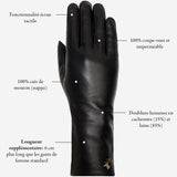 Emma - Gants en peau de mouton extra longs avec doublure en laine/cachemire & fonction écran tactile