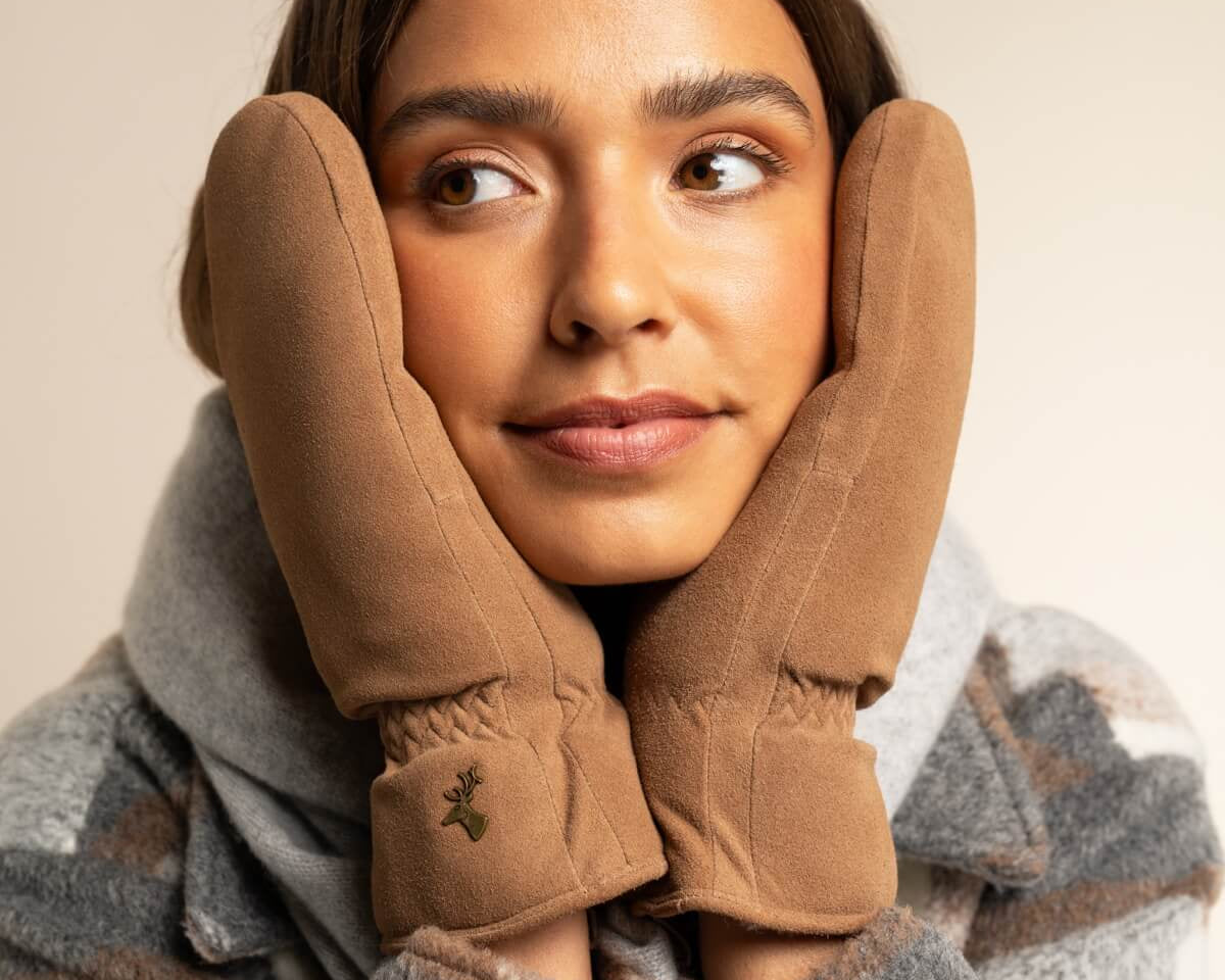 Moufles en daim de chèvre pour Femmes Camel - Schwartz & von Halen® - Gants en Cuir Premium - 6