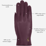 Ivy (violet) - Gants en peau de mouton avec doublure en laine/cachemire & fonction écran tactile