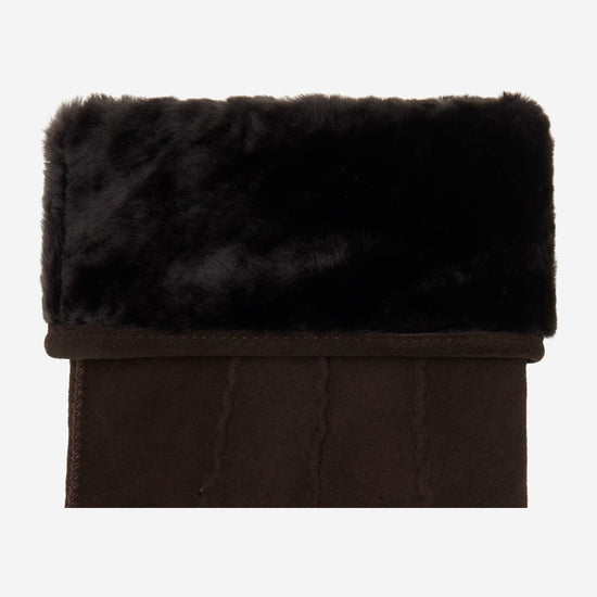 Josie (brown) - suede goatskin leather gloves with luxurious sheep fur lining  - Schwartz & von Halen - US - 3