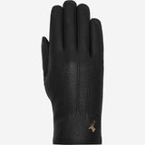 Julia (noir) - Gants en peau de chèvre avec luxueuse doublure en fausse fourrure & fonction écran tactile