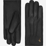 Julia (noir) - Gants en peau de chèvre avec luxueuse doublure en fausse fourrure & fonction écran tactile