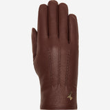 Julia (marron) - Gants en peau de chèvre avec luxueuse doublure en fausse fourrure & fonction écran tactile