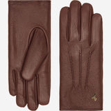 Julia (marron) - Gants en peau de chèvre avec luxueuse doublure en fausse fourrure & fonction écran tactile