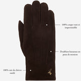 Matthew (marron) - Gants en cuir de chèvre avec luxueuse fourrure de mouton