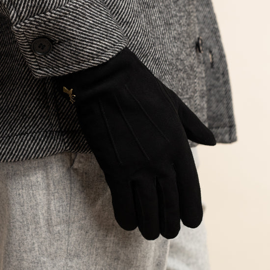 Rex (black) - suede goatskin leather gloves with luxurious wool/cashmere lining  - Schwartz & von Halen - US - 6