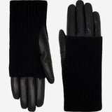 Riley - Gants tactiles en cuir de mouton avec manchette en tricot