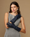 Rosemary Mid-forearm (navy blue) - Women's lambskin leather gloves with silk lining & touchscreen feature