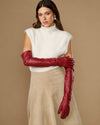 Rosemary Opera (rouge) - Gants pour femme en cuir d’agneau avec doublure en soie & fonction tactile