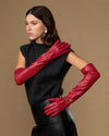 Rosemary Opera (rouge) - Gants pour femme en cuir d’agneau avec doublure en soie & fonction tactile
