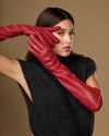 Rosemary Opera (rouge) - Gants pour femme en cuir d’agneau avec doublure en soie & fonction tactile