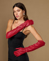 Rosemary Opera (rouge) - Gants pour femme en cuir d’agneau avec doublure en soie & fonction tactile