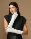 Rosemary Mid-forearm (blanc) - Gants pour femme en cuir d’agneau avec doublure en soie & fonction tactile