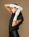 Rosemary Mid-forearm (blanc) - Gants pour femme en cuir d’agneau avec doublure en soie & fonction tactile