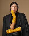 Rosemary Mid-forearm (jaune) - Gants pour femme en cuir d’agneau avec doublure en soie & fonction tactile