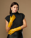 Rosemary Mid-forearm (jaune) - Gants pour femme en cuir d’agneau avec doublure en soie & fonction tactile