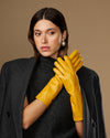 Rosemary Mid-forearm (jaune) - Gants pour femme en cuir d’agneau avec doublure en soie & fonction tactile