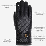 Smith (noir) - Gants en peau de mouton avec bouton-pression & fonction écran tactile