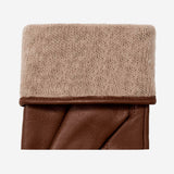 Ivy (marron) - Gants tactiles en cuir de mouton et doublure en laine/cachemire