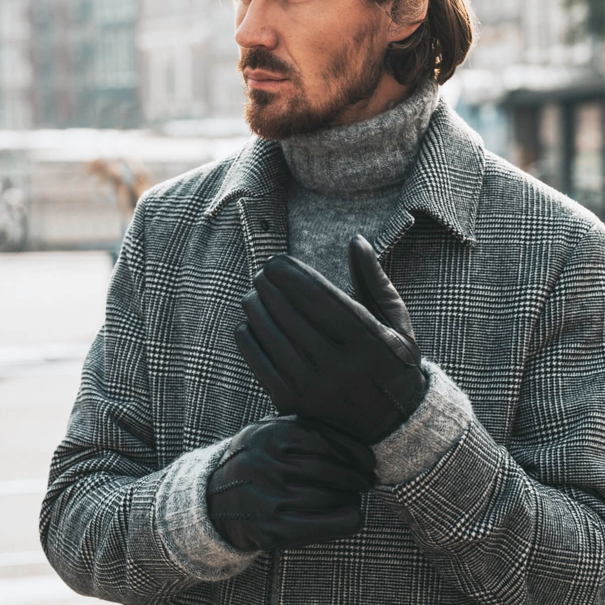 Thick Black Leather Gloves Men William - Schwartz & von Halen® UK - Premium Leather Gloves - 8