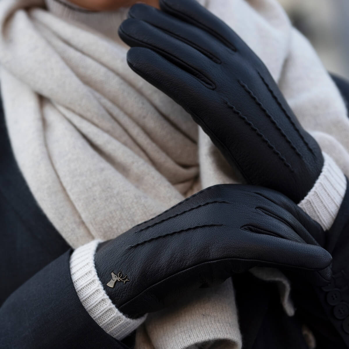 Gant Femme Gants Hiver Dames Écran Tactile Épaissi Poignet Mode Gants Dames  Cuir Hiver Noir Taille Unique